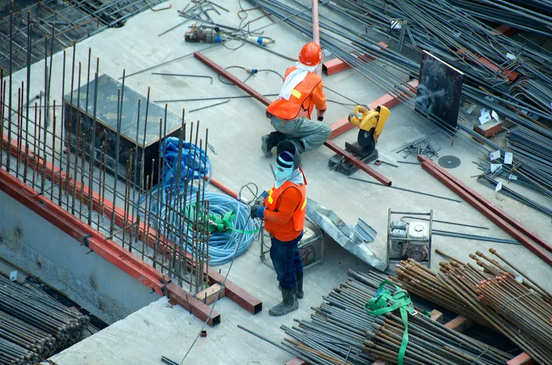 Rebar placement, slab B4, before pour